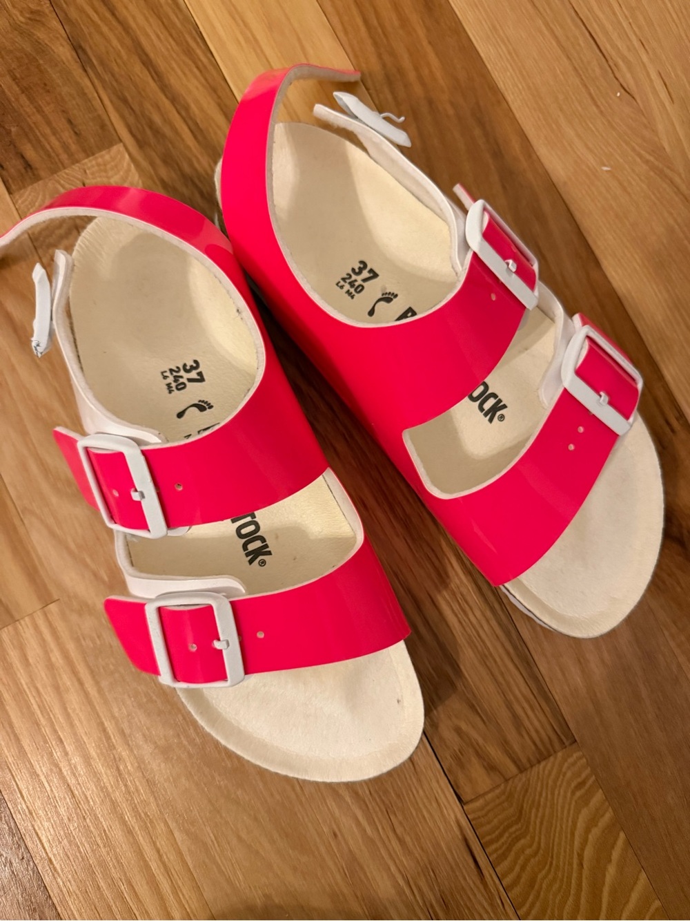 Birkenstock Milano Sandals in Neon Pink - Picture 3 of 5